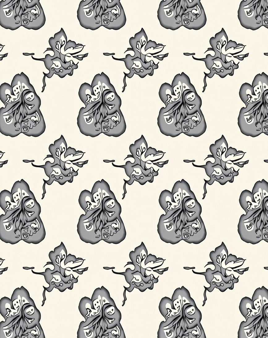 Whimsical Abstract Ink Blot Design Rug