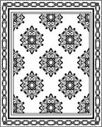 Ornate Black White Medallion Pattern Rug