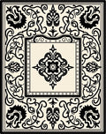 Ornate Black White Floral Filigree Rug
