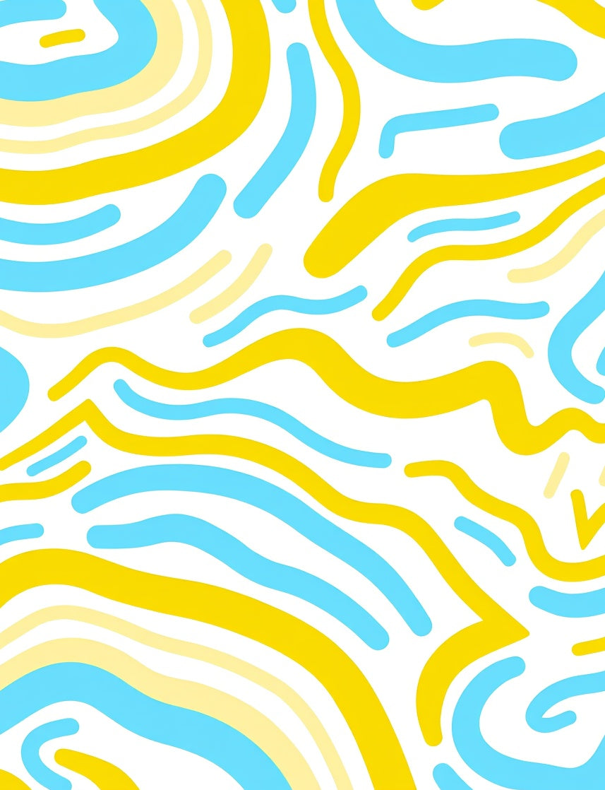 Abstract Yellow Blue Swirl Pattern Rug