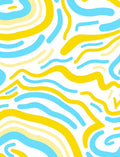 Abstract Yellow Blue Swirl Pattern Rug