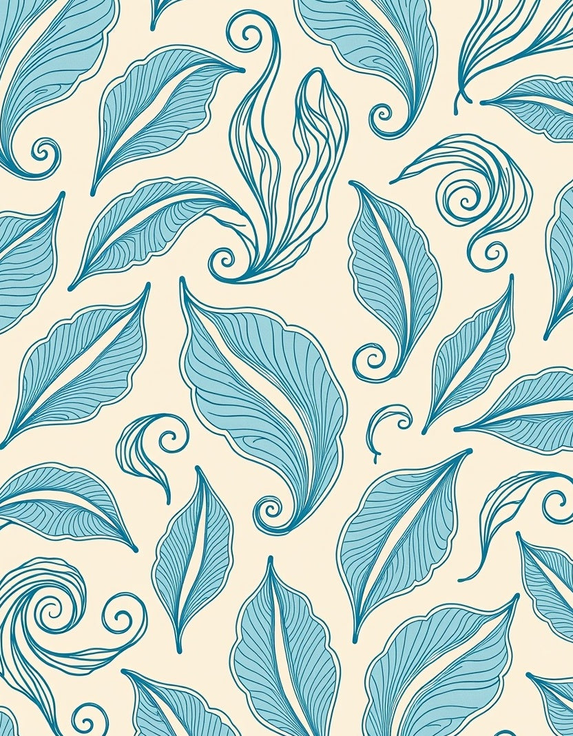 Teal Feather Swirl Pattern Rug