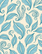 Teal Feather Swirl Pattern Rug