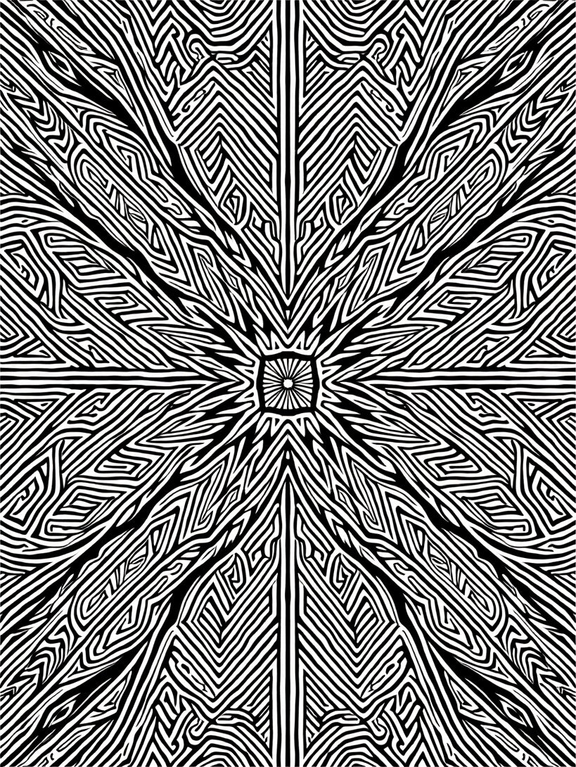 Abstract Black White Symmetric Pattern Rug