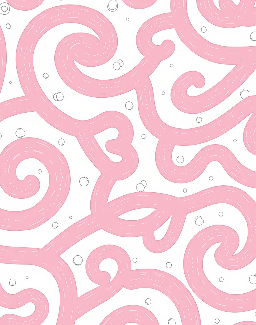 Pink Swirls With Bubbles Pattern Rug