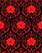 Bold Red Floral Damask Pattern Rug