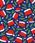 Red Santa Hats Pine Garland Navy Rug