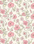 Pink Floral Swirl Pattern Rug