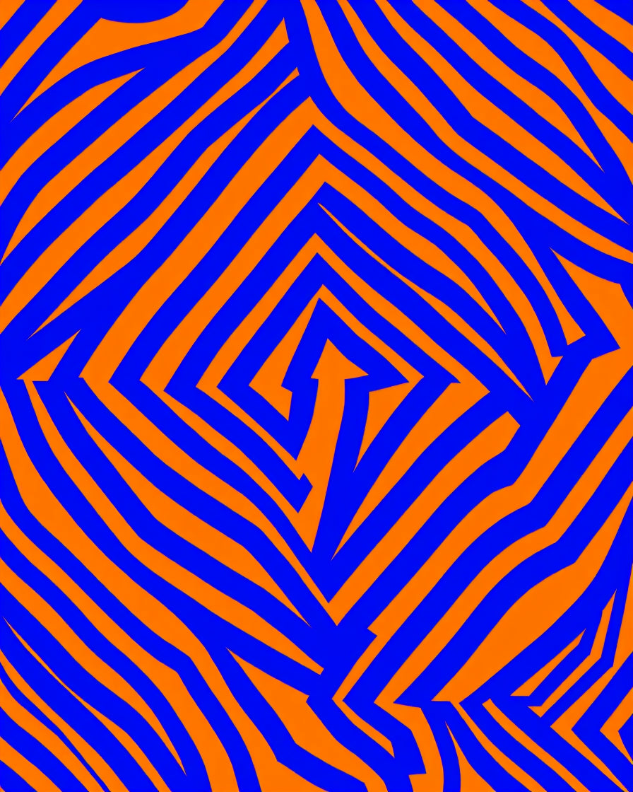 Bold Blue Orange Zebra Lines Rug
