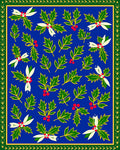 Blue Holly Berry Branch Medley Swirls Rug
