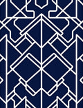 Geometric white lines on navy background Rug