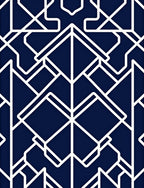 Geometric white lines on navy background Rug