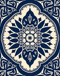 Elegant Navy Cream Mandala Pattern Rug