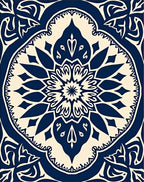 Elegant Navy Cream Mandala Pattern Rug