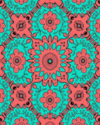 Coral Floral Repeating Pattern Rug