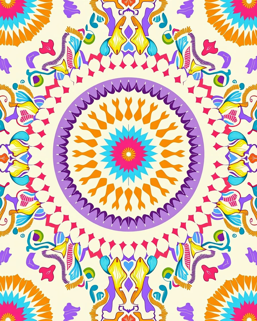 Vibrant Mandala Floral Pattern Rug