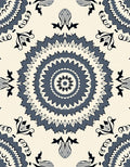 Dark Blue Floral Mandala Pattern Rug