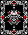 Black White Red Skull Roses Frame Rug