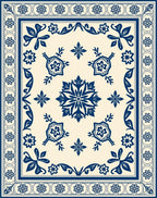 Classic Blue Floral Medallion Rug