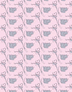 Graceful Pink Floral Outline Rug