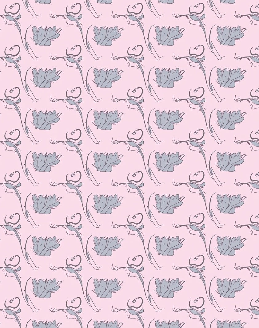 Graceful Pink Floral Outline Rug