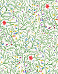 Whimsical Green Vines Floral Pattern Rug