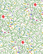 Whimsical Green Vines Floral Pattern Rug