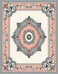 Elegant Mandala Bordered Pastel Pattern Rug