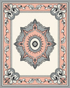 Elegant Mandala Bordered Pastel Pattern Rug