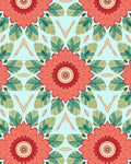 Coral Floral Meadow Medallion Design Rug