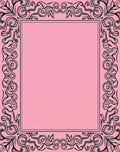 Ornate Pink Whirling Vine Border Rug