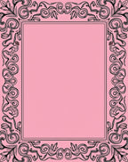 Ornate Pink Whirling Vine Border Rug