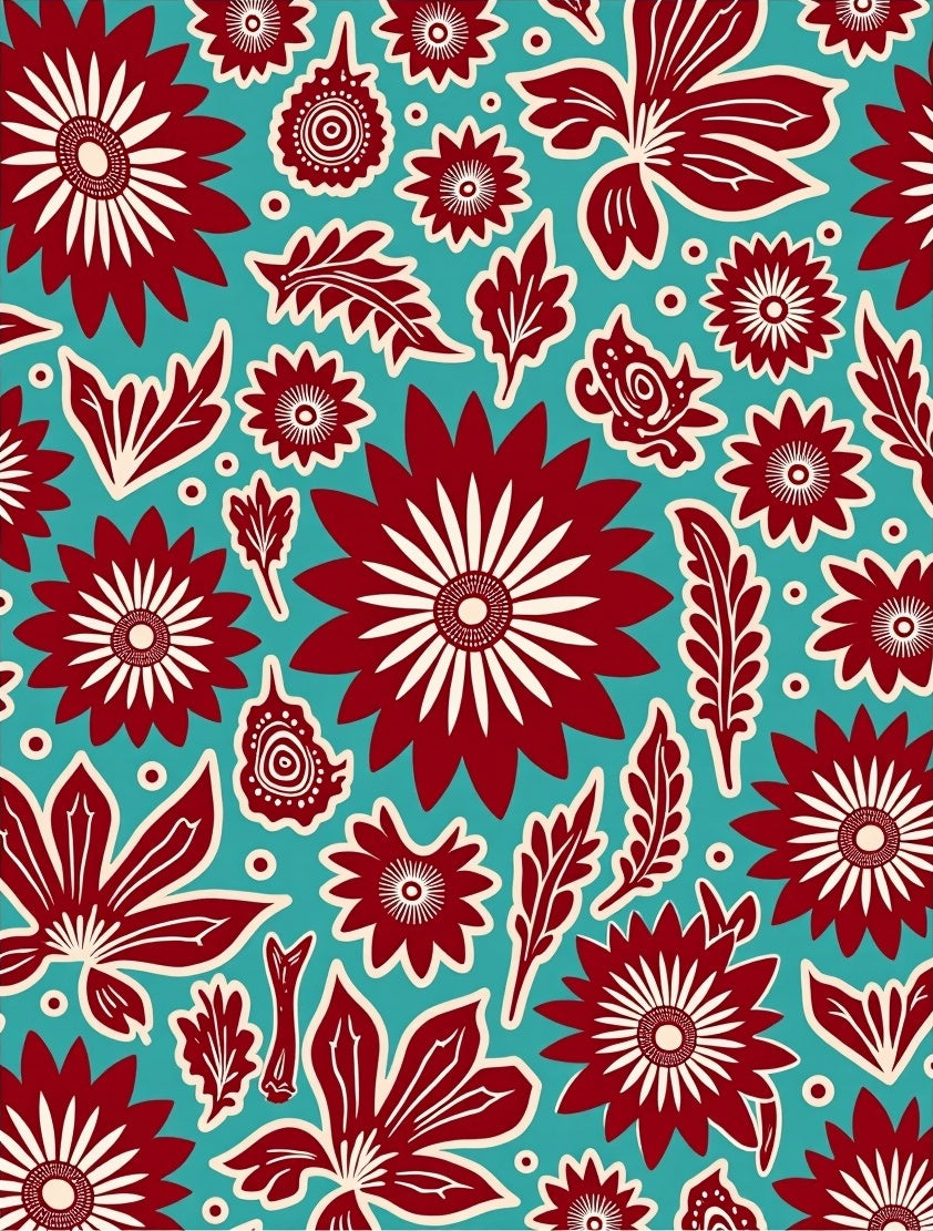 Bold Floral Print Garden Design Rug