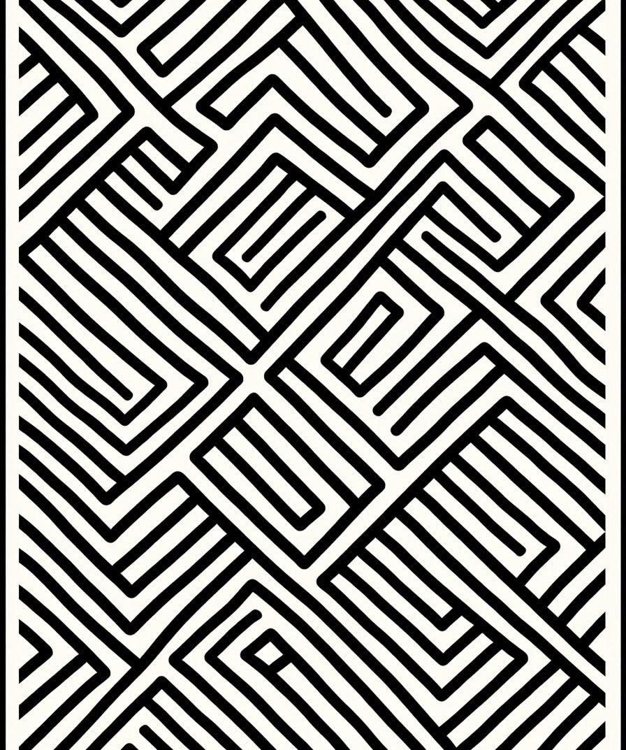 Bold Abstract Geometric Line Art Rug