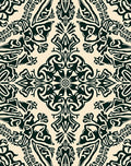 Intricate Ornamental Black Cream Pattern Rug