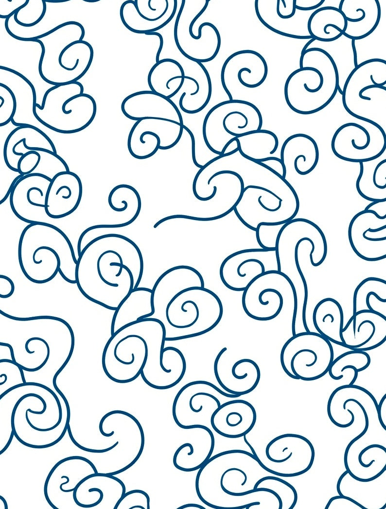 Aesthetic Blue Swirls Pattern Design Rug