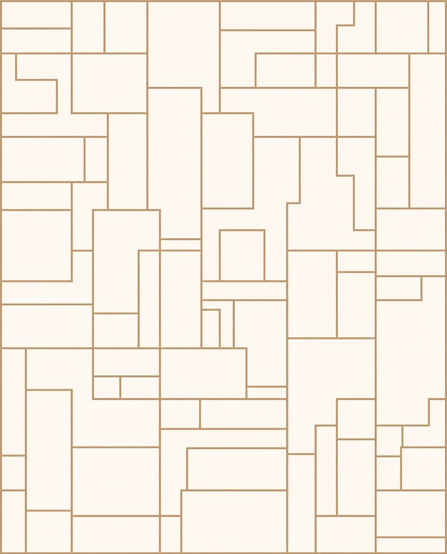 Geometric Pattern With Gold Lines Rug