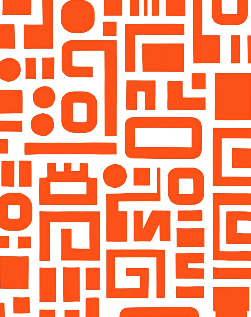 Geometric Abstract Orange Pattern Rug