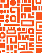 Geometric Abstract Orange Pattern Rug