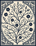 Ornate Floral Vine Pattern Rug