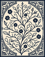 Ornate Floral Vine Pattern Rug