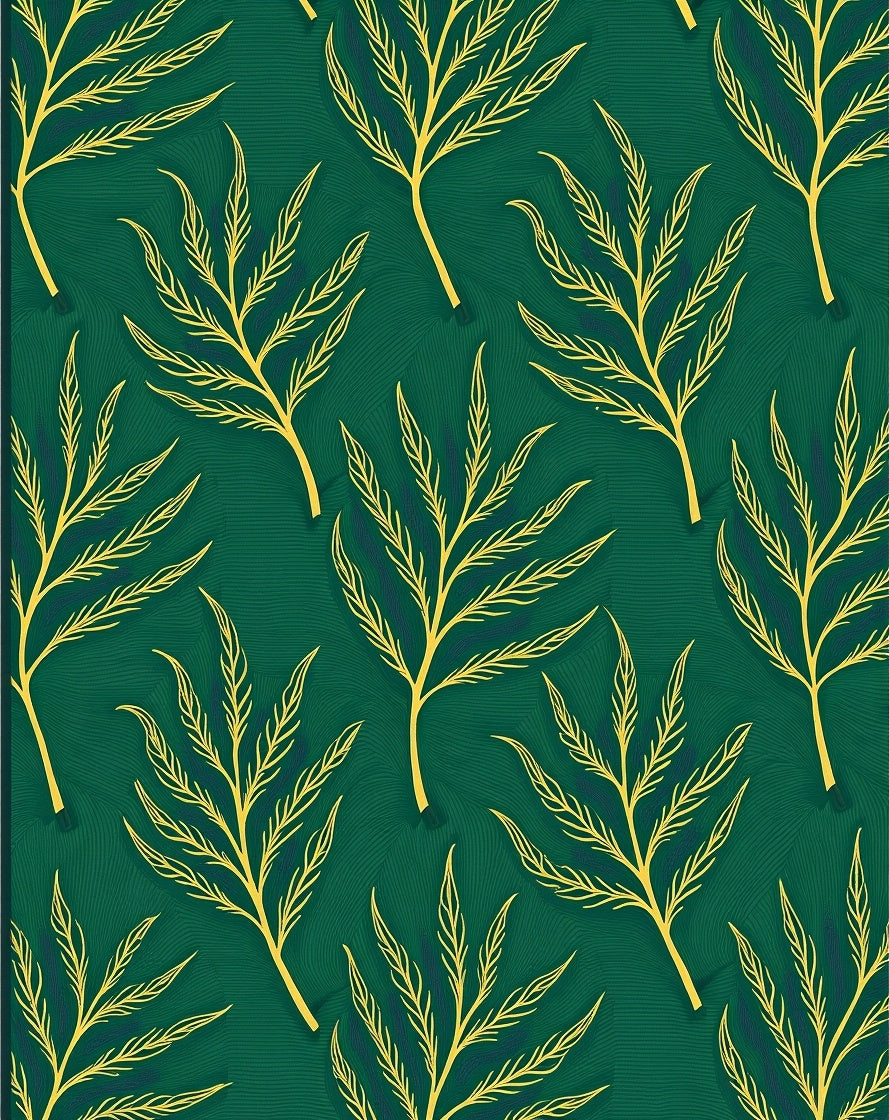 Leafy Green Yellow Pattern Rug