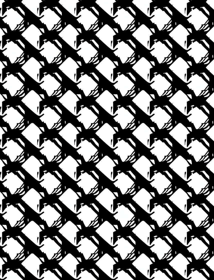 Bold Black White Geometric Tesselation Rug