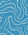 Abstract Blue White Wavy Swirl Rug
