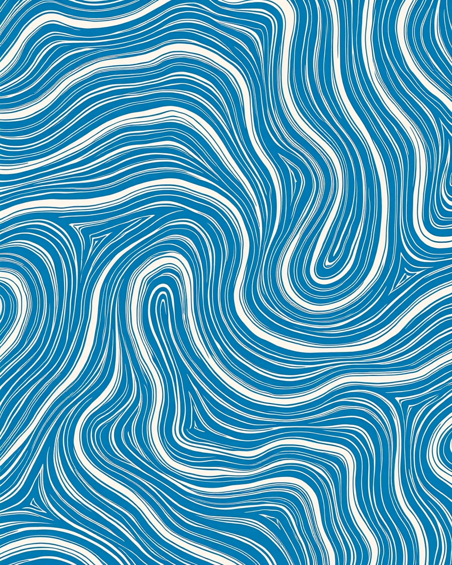 Abstract Blue White Wavy Swirl Rug