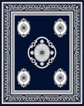 Classic Dark Navy White Medallion Rug