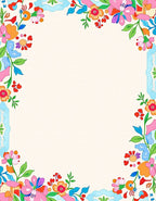 Whimsical Floral Garden Border Rug