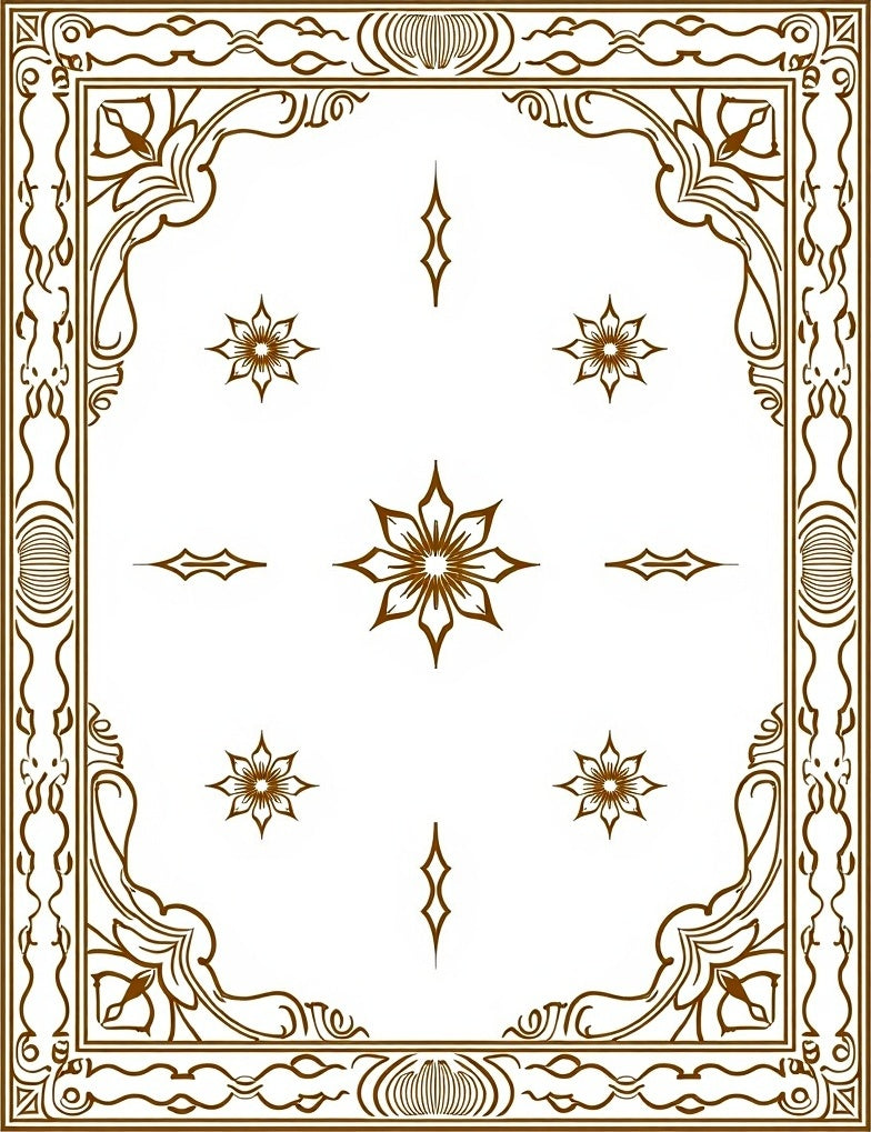 Ornate Bloom Inlay Border Rug