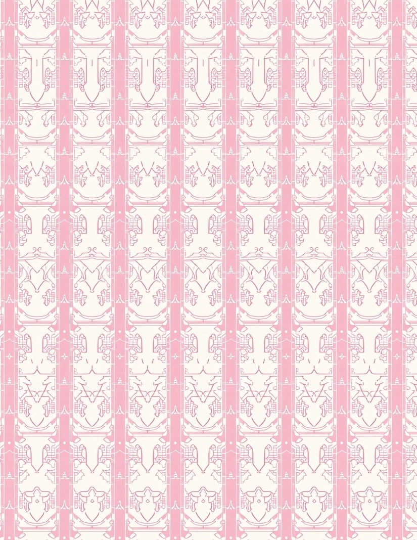 Pink Geometric Art Deco Inspired Pattern Rug