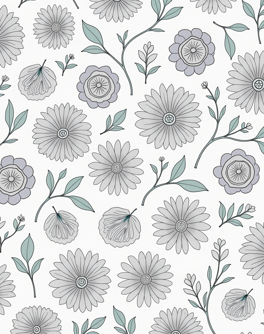 Delicate Floral Pattern with Sage Accents Rug